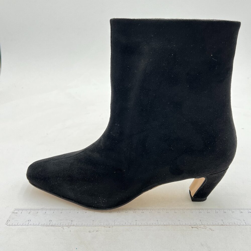 FSJ Black Suede Pointed Toe Ankle Booties